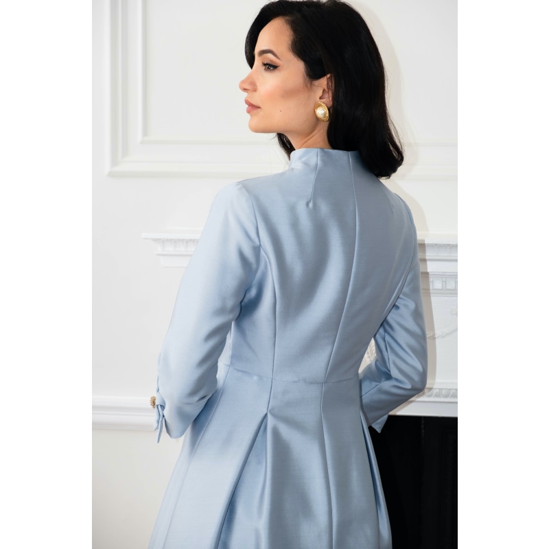 Thumbnail of 'Astor' 100% Wool & Silk Dress Coat In Blu image