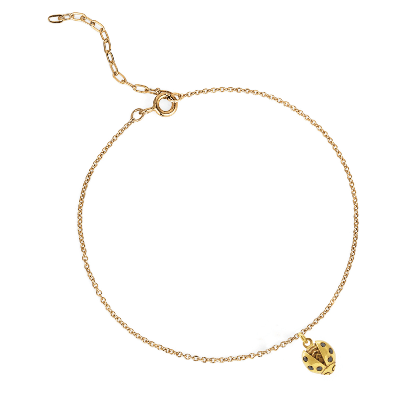 Thumbnail of Ladybird Black Diamond Bracelet – Gold - Wings Open image
