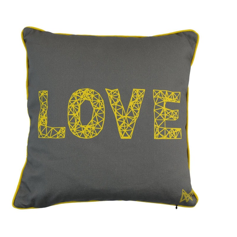 Thumbnail of Luxury Indoor Outdoor Cushions - Grey & Yellow Organic Collection Heart/Love image