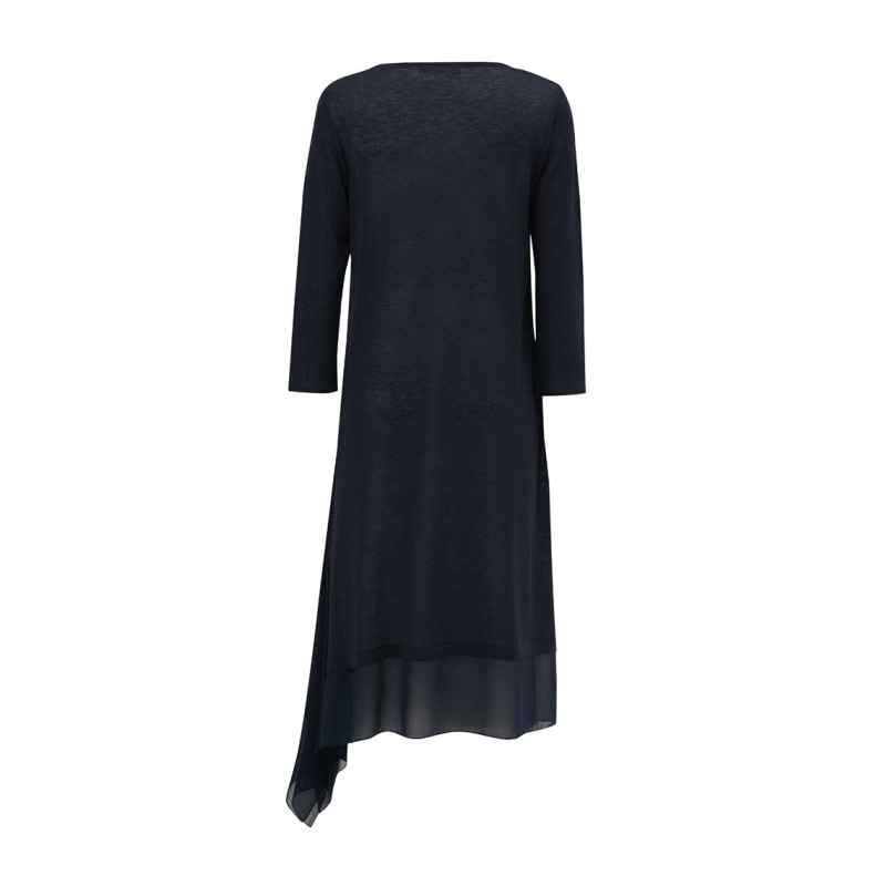 Thumbnail of Fine Chiffon Hem Summer Knit Dress - Navy image