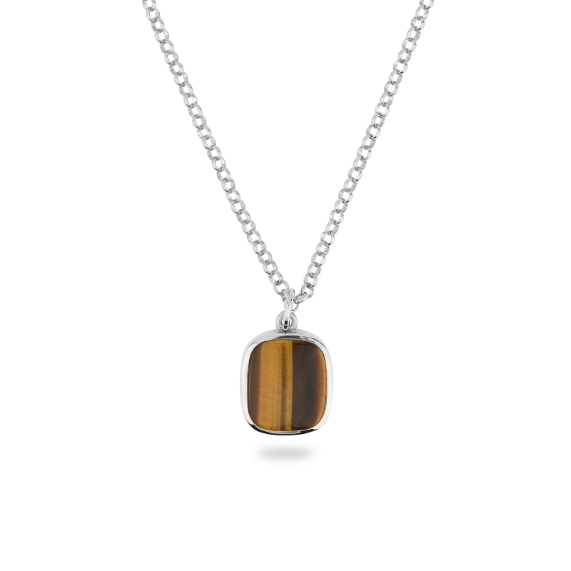 Thumbnail of Silver Jamestown Tiger Eye Square Stone Necklace & Pendant image