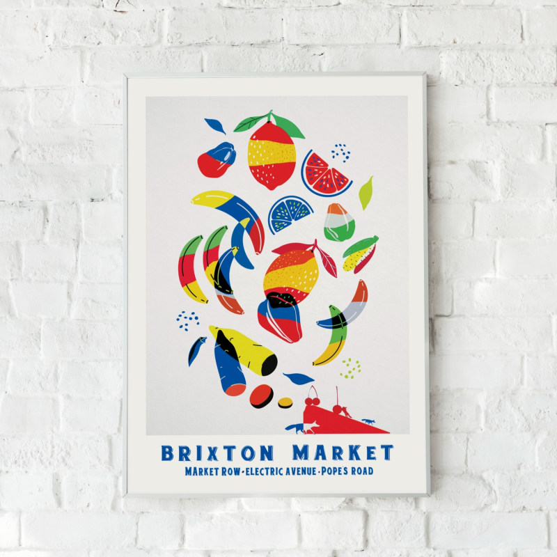 Thumbnail of Brixton Market London Illustrated Art Print image