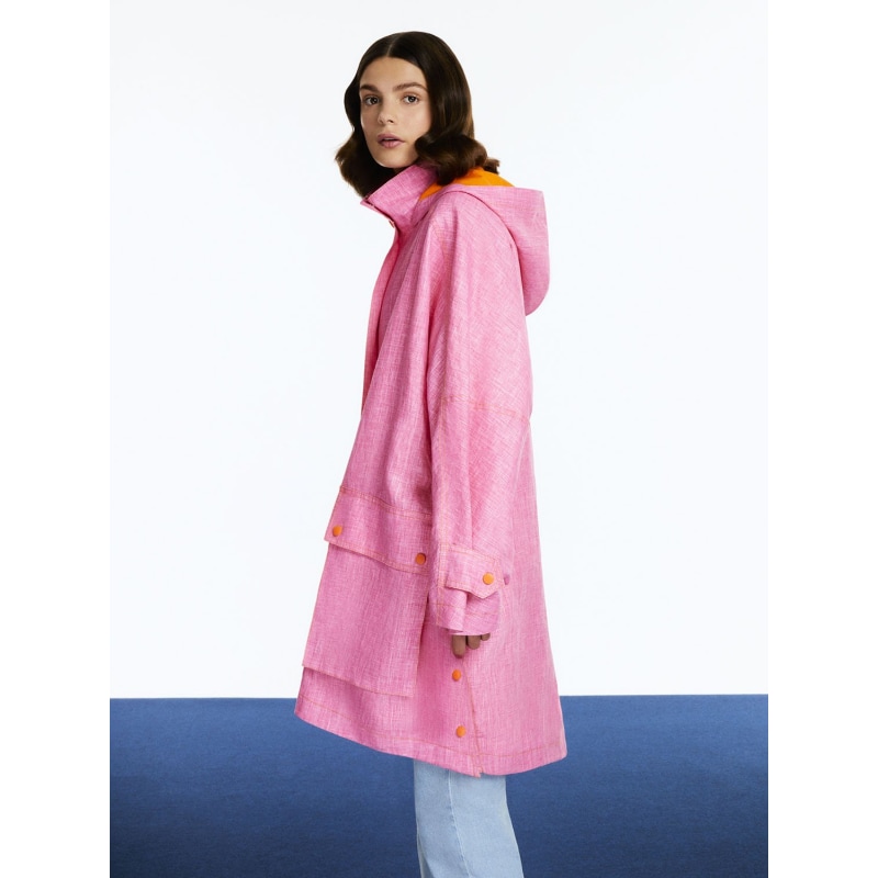 Thumbnail of Printed Hooded Pink Trench Coat image