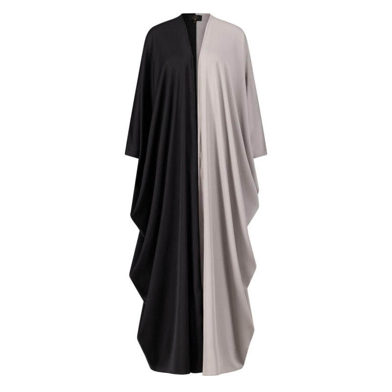 Thumbnail of Mariposa Two-Toned Silk Abaya In Black & Cloud image