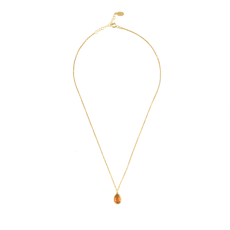 Thumbnail of Pisa Mini Teardrop Necklace Gold Citrine image