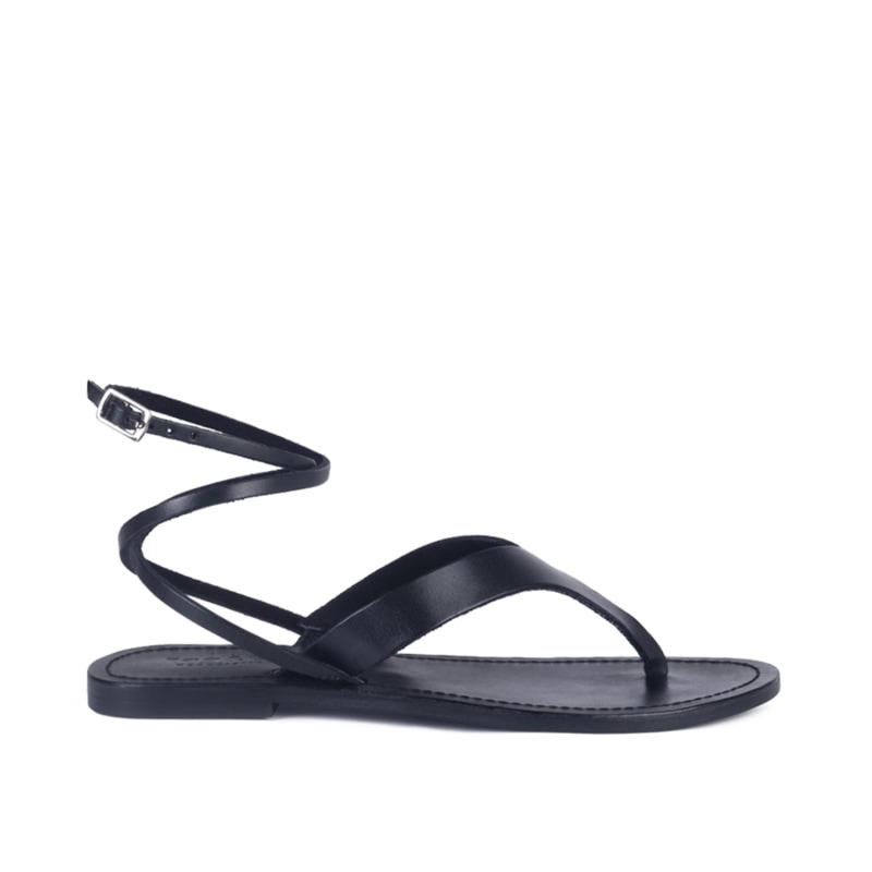 Black wrap sandals flat cheap