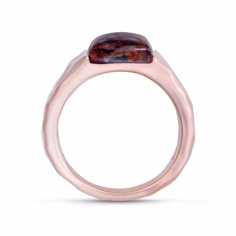 Thumbnail of Red Pietersite Stone Signet Ring In 14K Rose Gold Plated Sterling Silver image