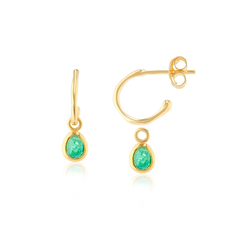 Thumbnail of Hampton Emerald & Gold Vermeil Gemstone Earrings image