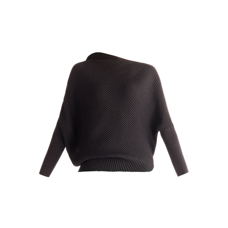 Draped Knitted Jumper In Black | PAISIE | Wolf & Badger
