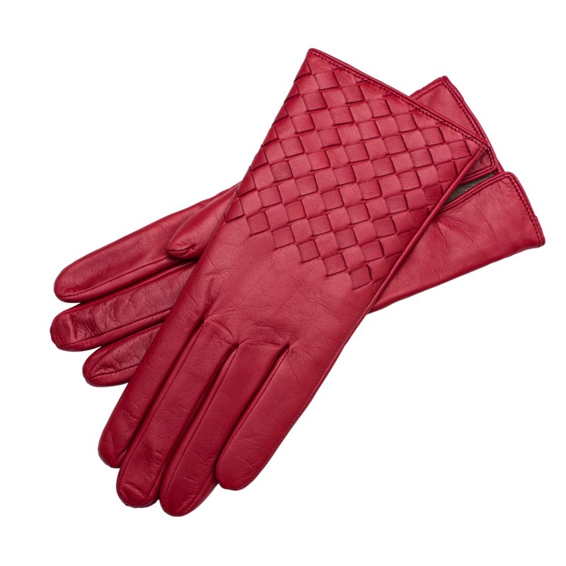 Thumbnail of Trani - Women's Woven Leather Gloves In Red image