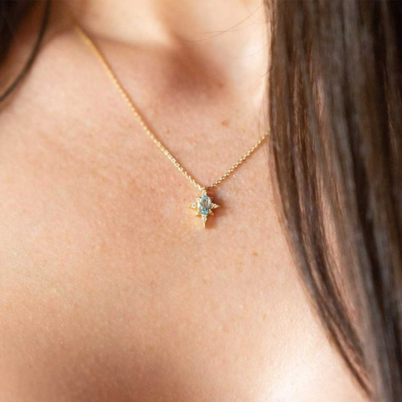 Thumbnail of Ocean Star Aquamarine Yellow Gold Vermeil Necklace image