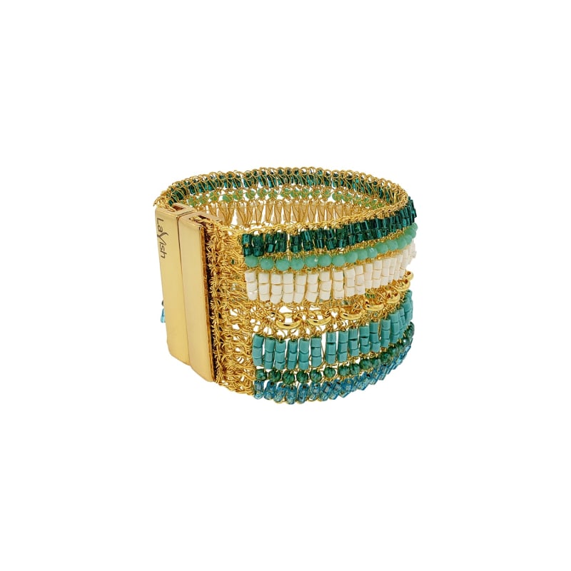 Thumbnail of Ocean Teal Mix Tides Handmade Crochet Bracelet image