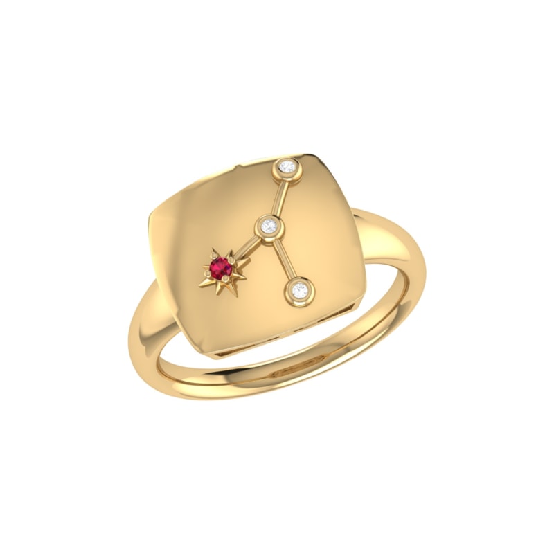 Thumbnail of Cancer Crab Constellation Signet Ring In 14 Kt Yellow Gold Vermeil image