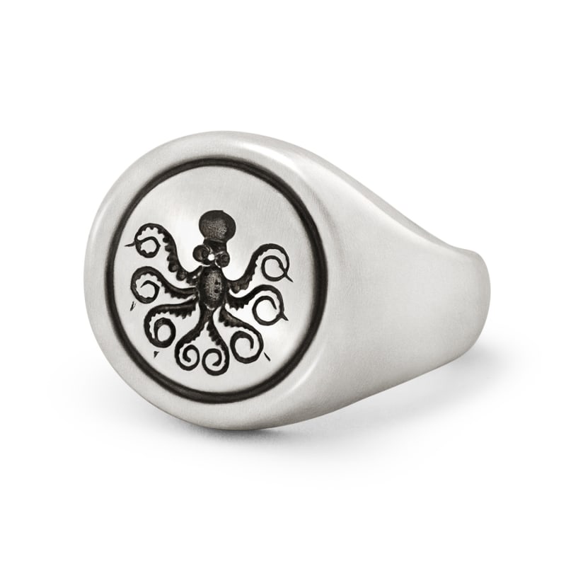 Thumbnail of Octopus Signet Ring In Sterling Silver image