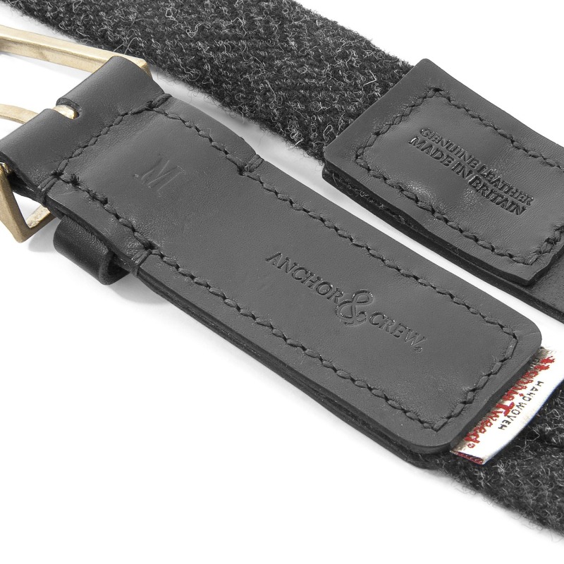 Thumbnail of Charcoal Black Harris Tweed Calway Leather & Nickel Belt image