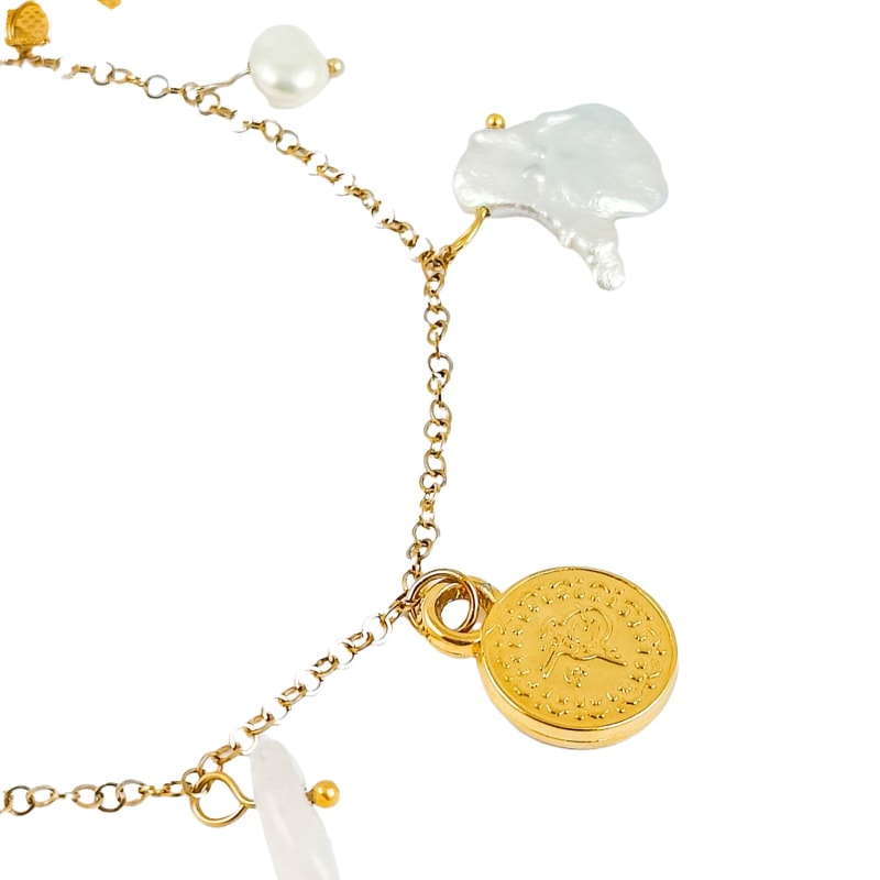 Thumbnail of Zora 24K Gold-Plated Coin & Pearl Anklet image