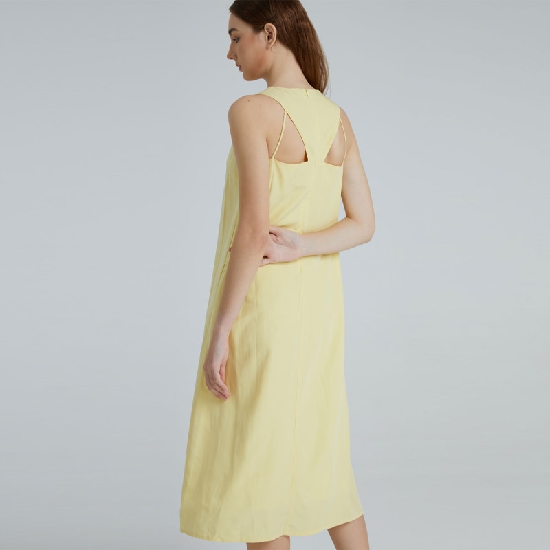 Thumbnail of Odette Tencel™ Cut-Out Back Midi Dress In Lemon image