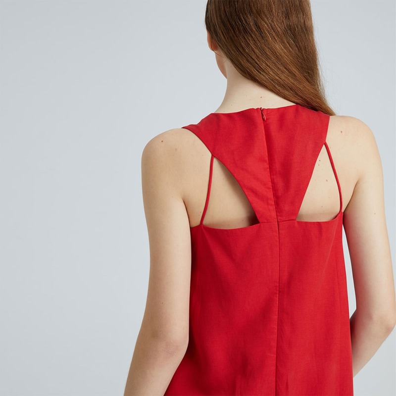 Thumbnail of Odette Tencel™ Midi Dress In Crimson Red image