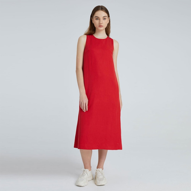 Thumbnail of Odette Tencel™ Midi Dress In Crimson Red image