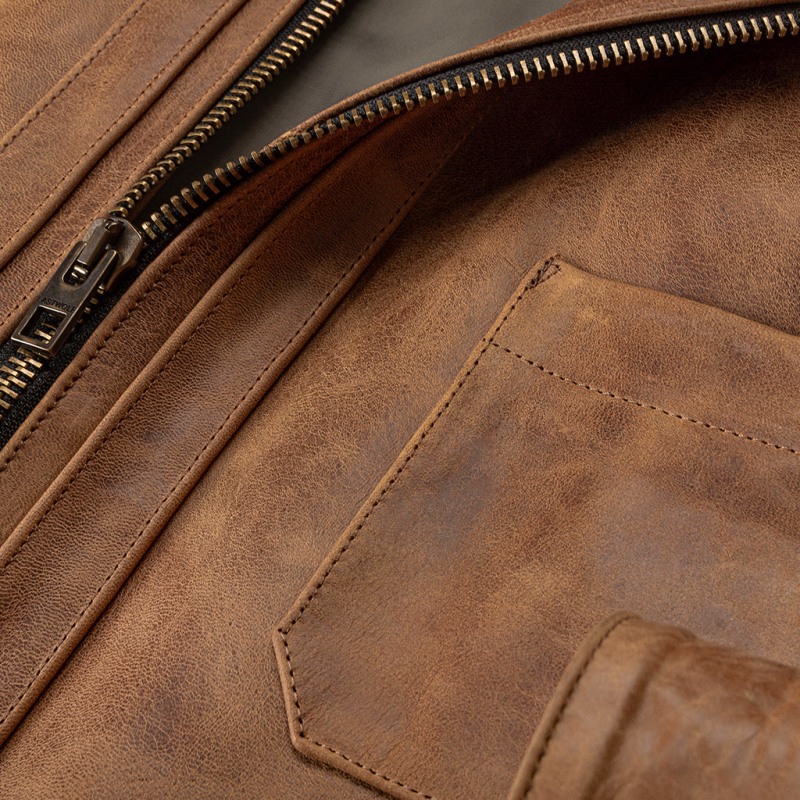 Thumbnail of Yellowstone Work Leather Jacket - Brown image