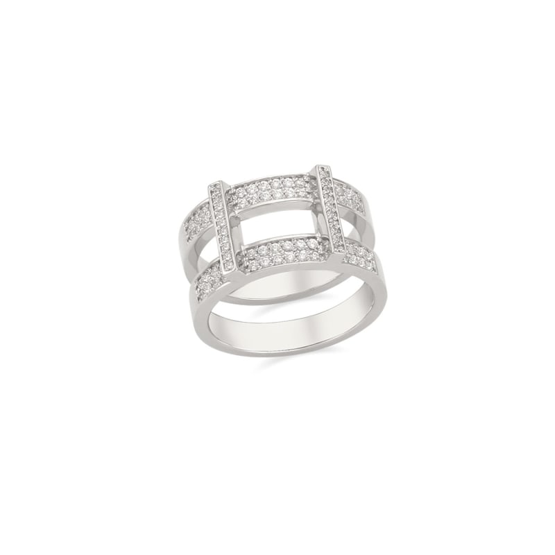 Thumbnail of RASCAS R1 Double Stacked Cubic Moderno Ring in White Gold 925 Silver image