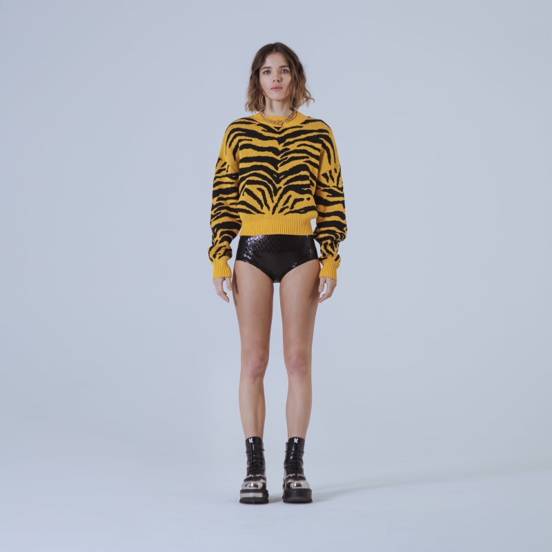 Thumbnail of Denver Yellow/Black Tiger-Jacquard Jumper image