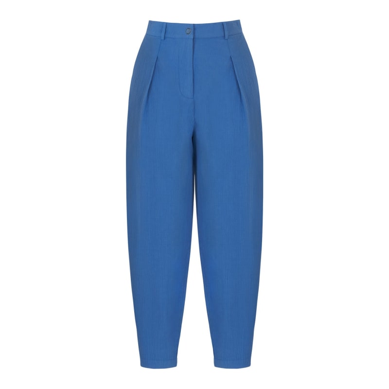 Thumbnail of Blue Slouchy Pants With Darts image