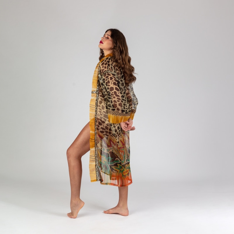 Thumbnail of Chiara - 100% Silk Wildly Bohemian Robe With Sequin Trims image