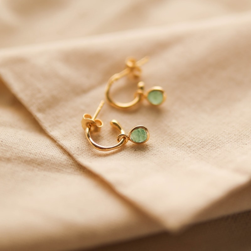 Thumbnail of Hampton Emerald & Gold Vermeil Gemstone Earrings image