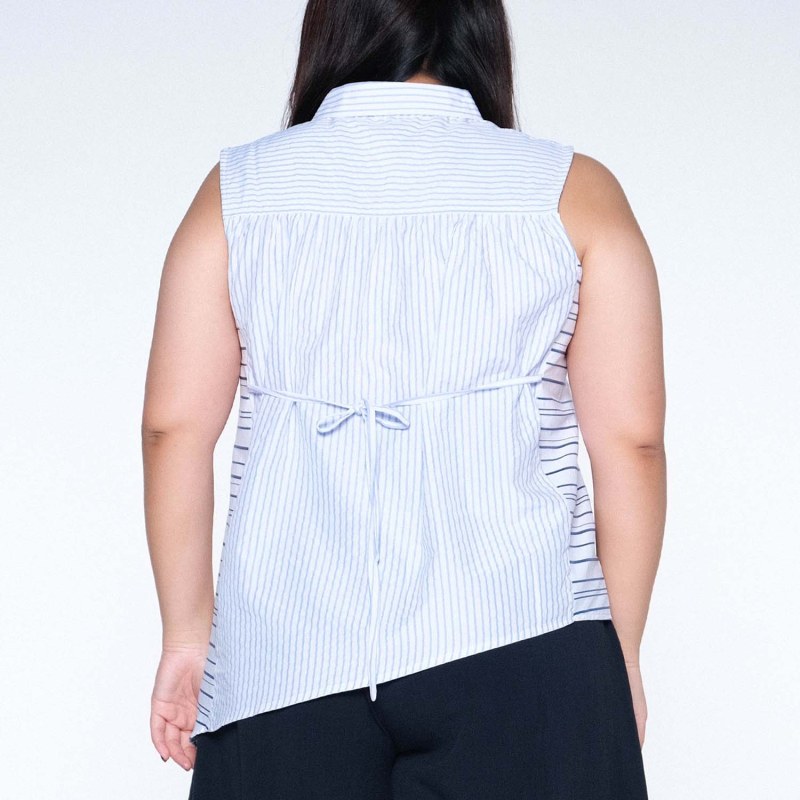 Thumbnail of Brigante Stripe Panel Sleeveless Button-Down Top image