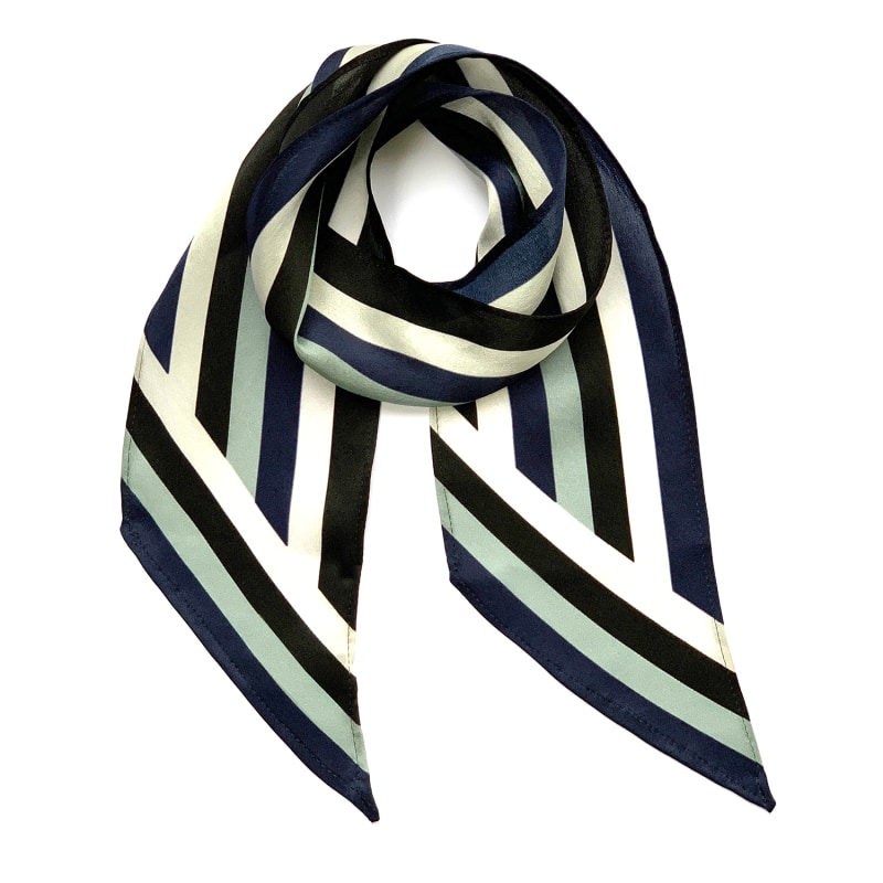 Thumbnail of Henley Silk Stripe Neck Scarf Blue image