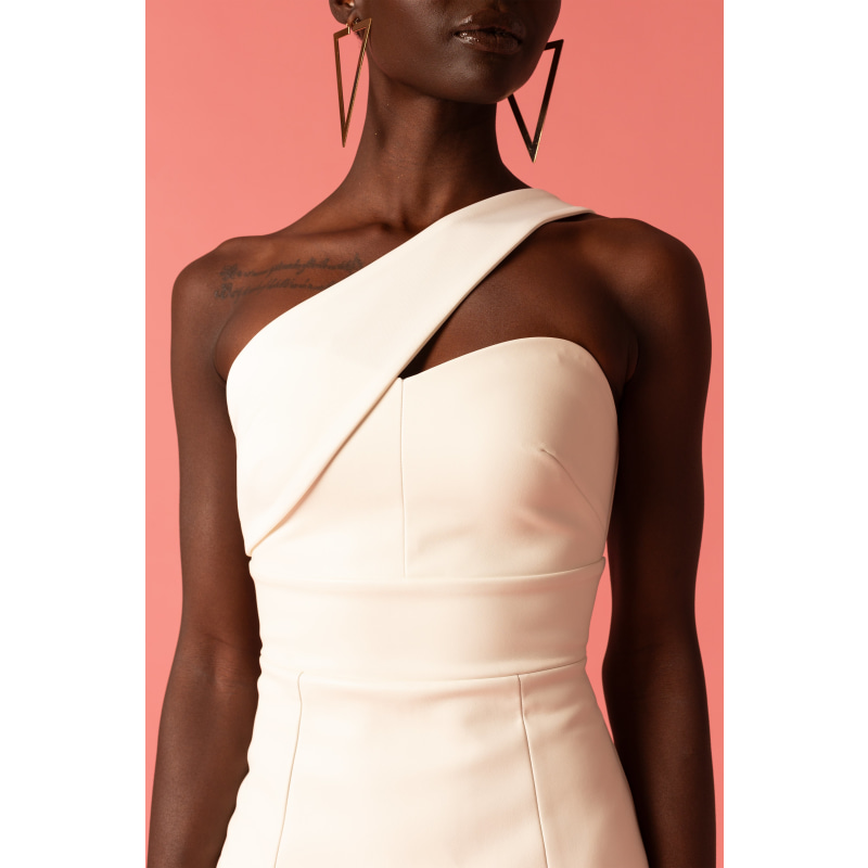 Off Shoulder Leather Dress In Off White L MOMO Wolf Badger