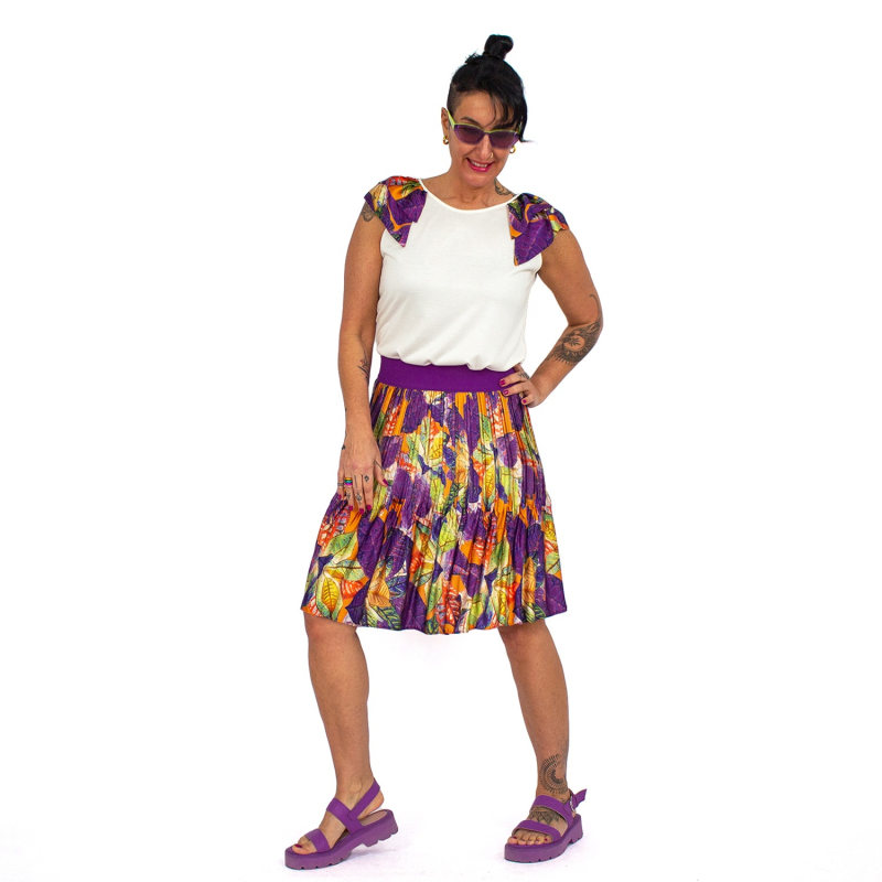 Thumbnail of Recycled Polyester Printed Satin Mini Pleated Skirt image