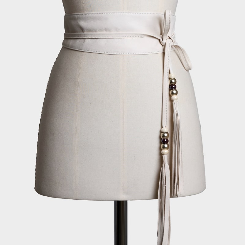 Thumbnail of Off White Leather Obi Belt With Long Tassels image