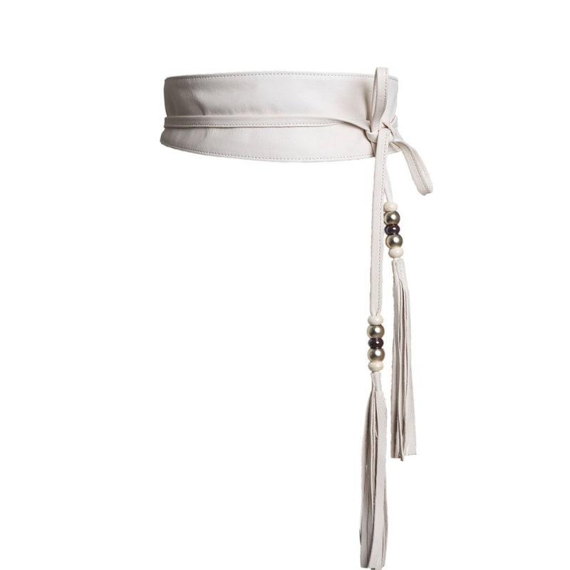 Thumbnail of Off White Leather Obi Belt With Long Tassels image