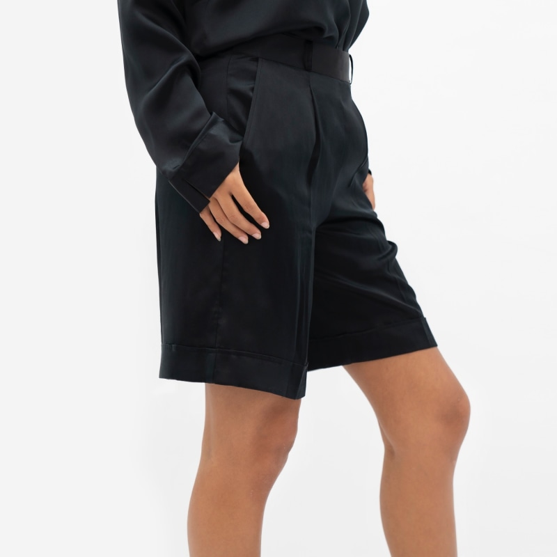 Thumbnail of Manila Silk Tailored Shorts In Black image