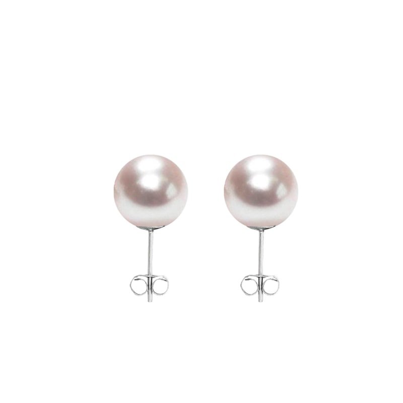 Thumbnail of Small White Pearl Studs Earrings - Silver image