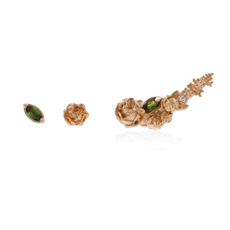 Thumbnail of Three Earrings Set Roses & Tourmalines - Rose Gold image