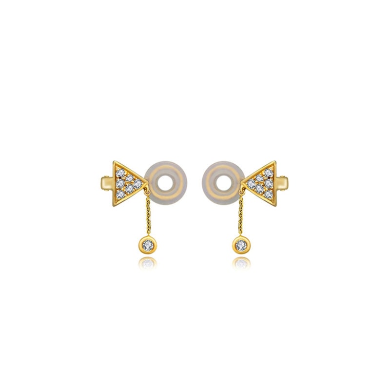 Thumbnail of 18K Yellow Gold Triangle Dangling Diamond Ear Cuff image