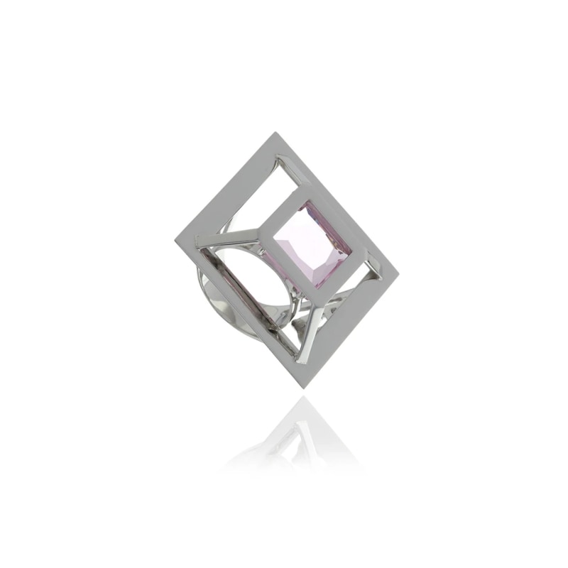 Thumbnail of Silver Pink Square Ring image