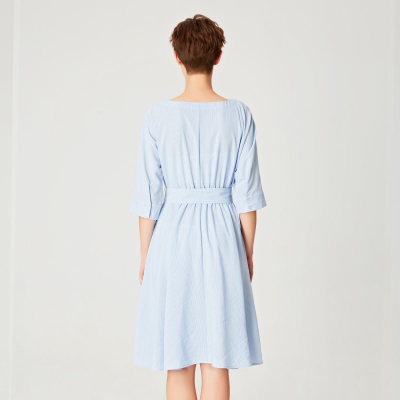 Thumbnail of Wide-Belt Flared Dress -Blue image