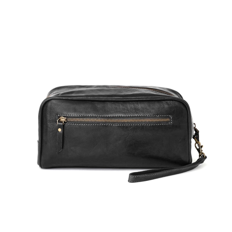 Thumbnail of Wandering SoulLeather Wash Bag With Strap in Black image