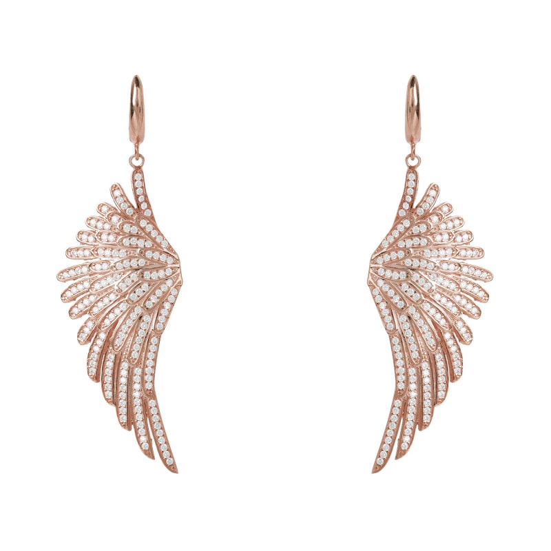 Thumbnail of Angel Wing Drop Earrings Rosegold White image