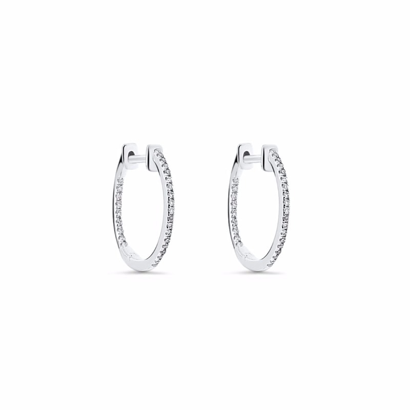 Thumbnail of Small Diamond Hoops 18k White Gold image