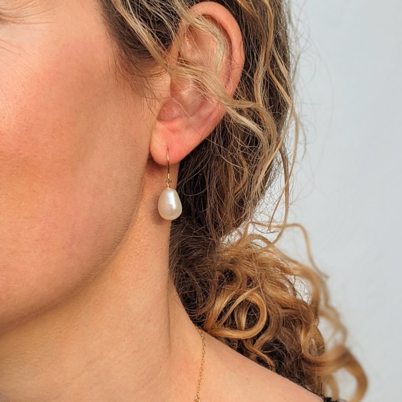 Willow Gold Baroque Pearl Hook Earrings by Kiri & Belle