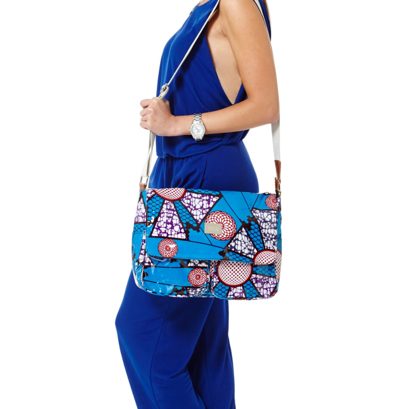 Thumbnail of Oil Cloth Wax Print Satchel Bag - Blue image