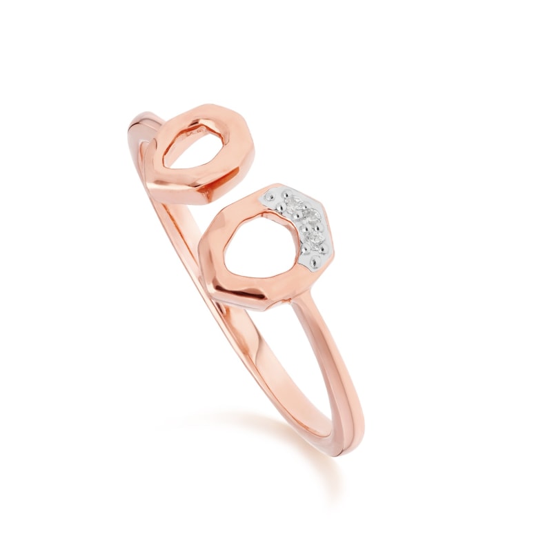 Thumbnail of Diamond Asymmetric Open Ring In Rose Gold image