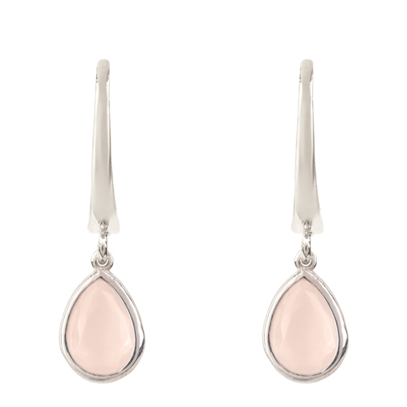 Thumbnail of Pisa Mini Teardrop Earrings Silver Rose Quartz image