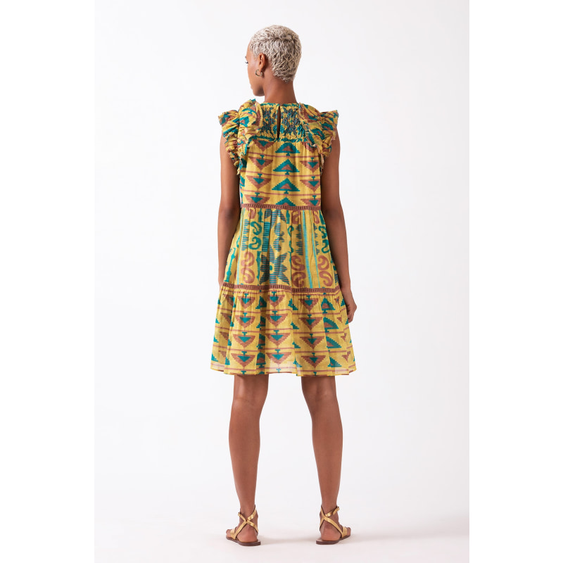 Thumbnail of Olga -Mustard Mini Dress With Flutter Sleeve image