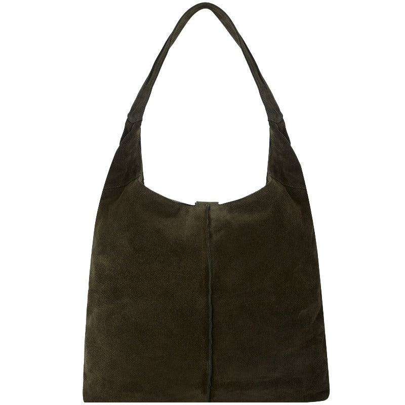 Olive Green Soft Suede Leather Hobo Shoulder Bag | Bxxdy | Brix+Bailey ...